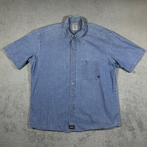 Vintage Y2k Dickies Denim Pocket Button Up Short Sleeve Men's Size 2XL #1860